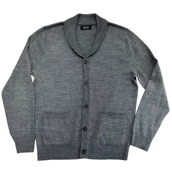 Nordstrom Mens Shop Wool Shawl Collar Cardigan Sweater Size M/L Gray READ - Picture 1 of 10